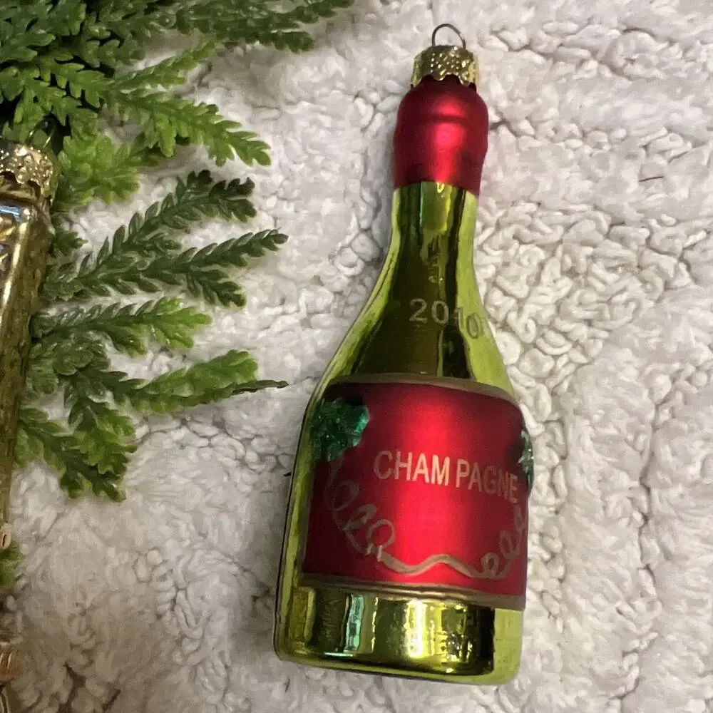 World Market Glass Christmas Ornaments Paris France Eiffel Tower Champagne Art